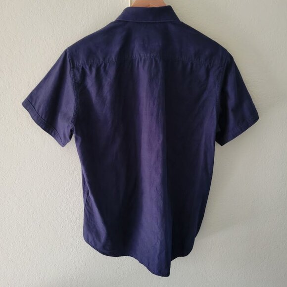 Robert Graham M Navy Blue (Sashiko)Textured Paisley Short Sleeve Button Up Shirt - Picture 10 of 13